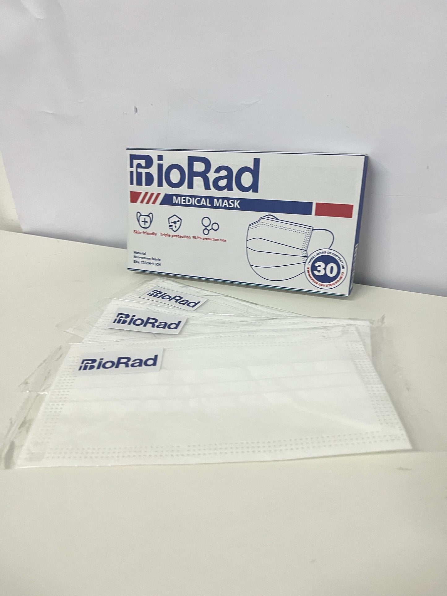 BioRad Medical Protective Mask 30-Count Skin-Friendly Triple Protection High Barrier Rate A Reliable Choice for Daily Protection