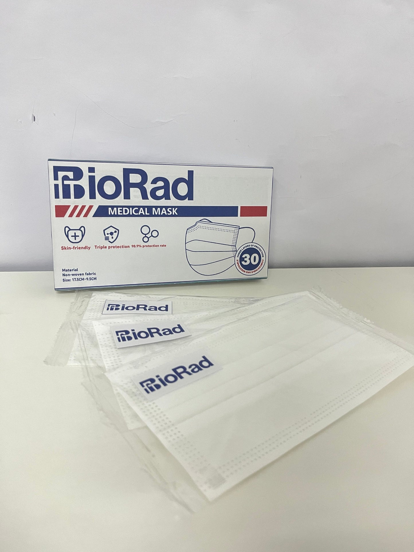 BioRad Medical Protective Mask 30-Count Skin-Friendly Triple Protection High Barrier Rate A Reliable Choice for Daily Protection