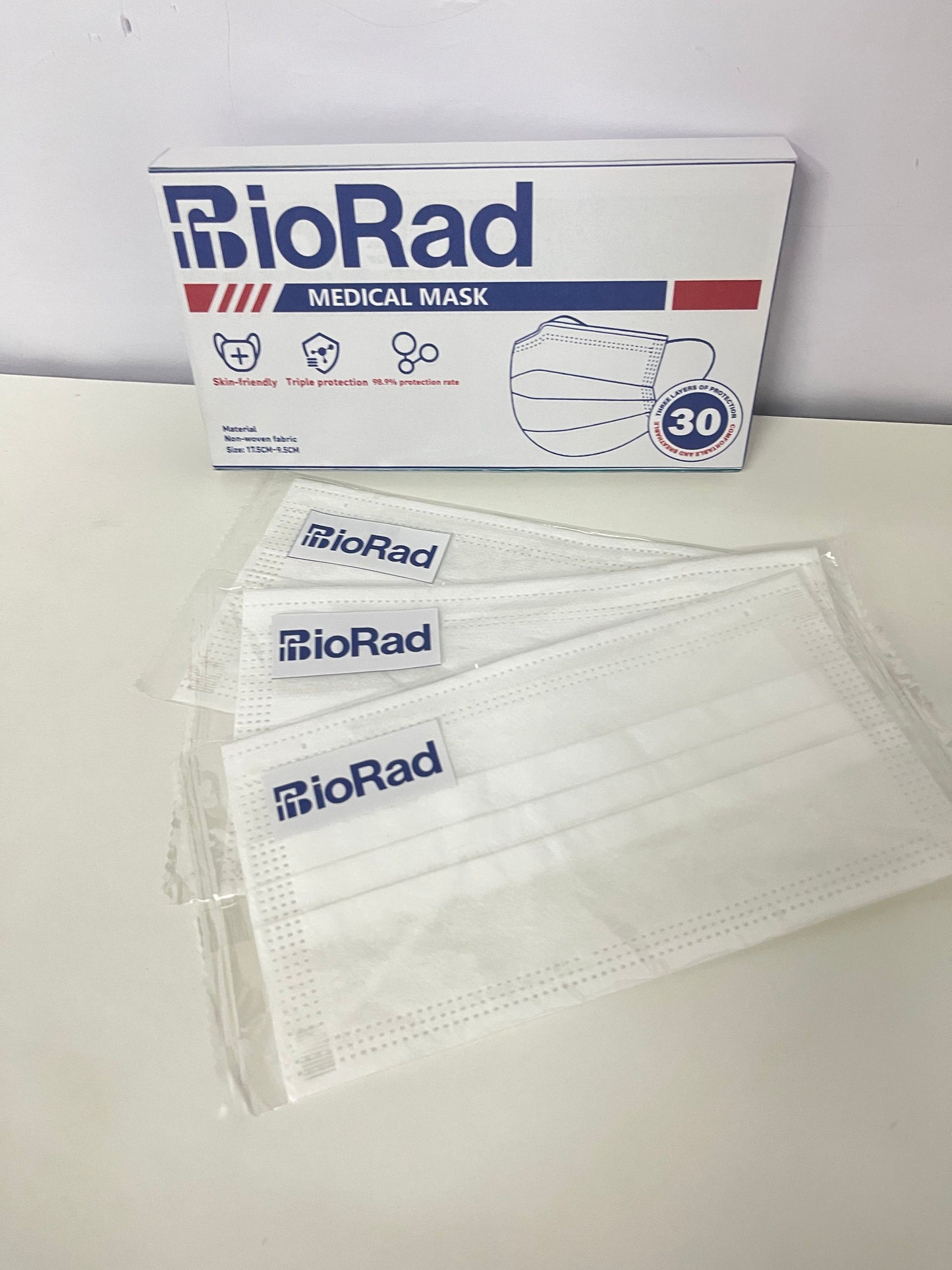 BioRad Medical Protective Mask 30-Count Skin-Friendly Triple Protection High Barrier Rate A Reliable Choice for Daily Protection