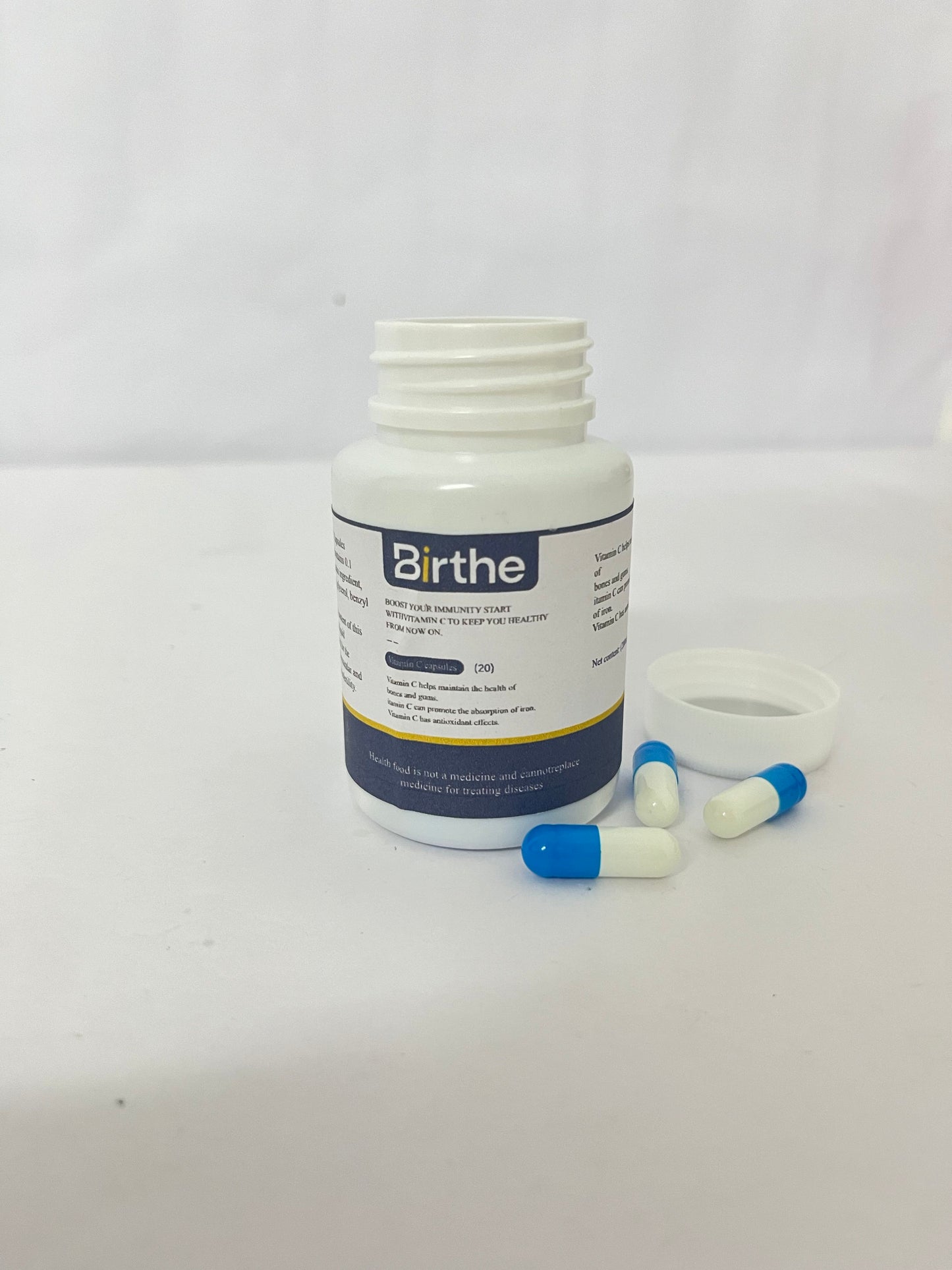 Birthe Vitamin C 1000mg Capsules - Extra Strength Vegan Vitamin C for Daily Antioxidant & Immune Support - Non-GMO - 20 Capsules