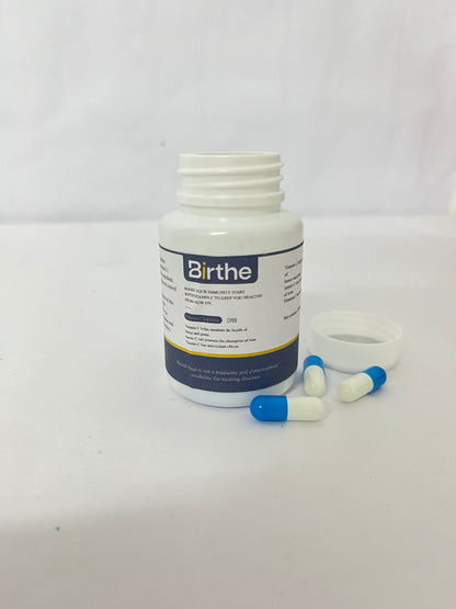 Birthe Vitamin C 1000mg Capsules - Extra Strength Vegan Vitamin C for Daily Antioxidant & Immune Support - Non-GMO - 20 Capsules
