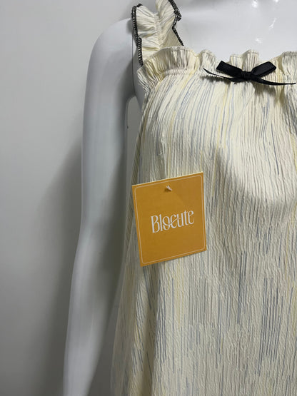 [Blocute Dresses]——Blocute 100% Cotton Ruffled Strap Nightgown | French-Inspired Comfort for Cozy Nights