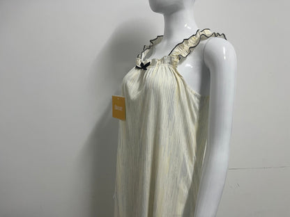 [Blocute Dresses]——Blocute 100% Cotton Ruffled Strap Nightgown | French-Inspired Comfort for Cozy Nights