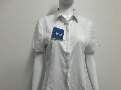 [Blocute Shirts]——Blocute 100% Cotton Short-Sleeve White Shirt | Versatile, Breathable Essential for Work & Daily Wear