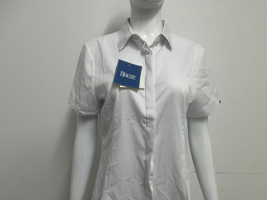 [Blocute Shirts]——Blocute 100% Cotton Short-Sleeve White Shirt | Versatile, Breathable Essential for Work & Daily Wear