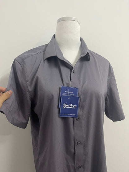 BlueMere Short Sleeve Button Dress Shirts for Women Cotton Button Down Shirts for Women Slim Fit Blouse Top 3/4 Sleeve