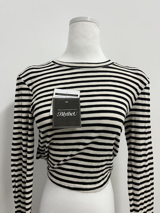 BlytheU Women's Casual Striped Tee Shirt Long Sleeve Round Neck Top
