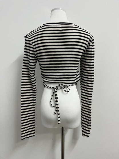 BlytheU Women's Casual Striped Tee Shirt Long Sleeve Round Neck Top