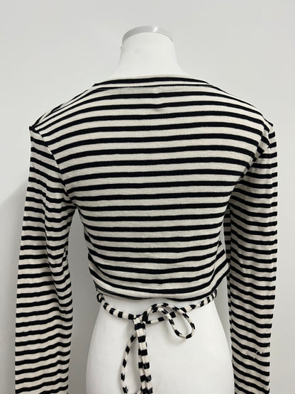 BlytheU Women's Casual Striped Tee Shirt Long Sleeve Round Neck Top