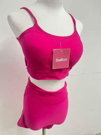 【Boilion Magenta Ribbed 2-Piece Tracksuit】—— Stylish & Comfortable Set for Daily Wear
