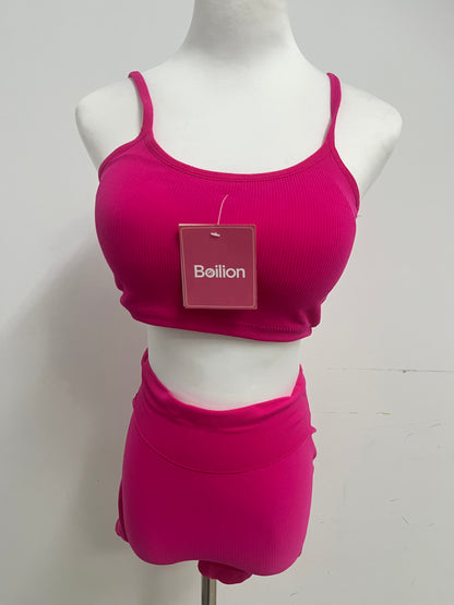 【Boilion Magenta Ribbed 2-Piece Tracksuit】—— Stylish & Comfortable Set for Daily Wear