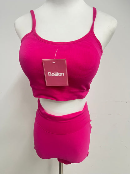 【Boilion Magenta Ribbed 2-Piece Tracksuit】—— Stylish & Comfortable Set for Daily Wear