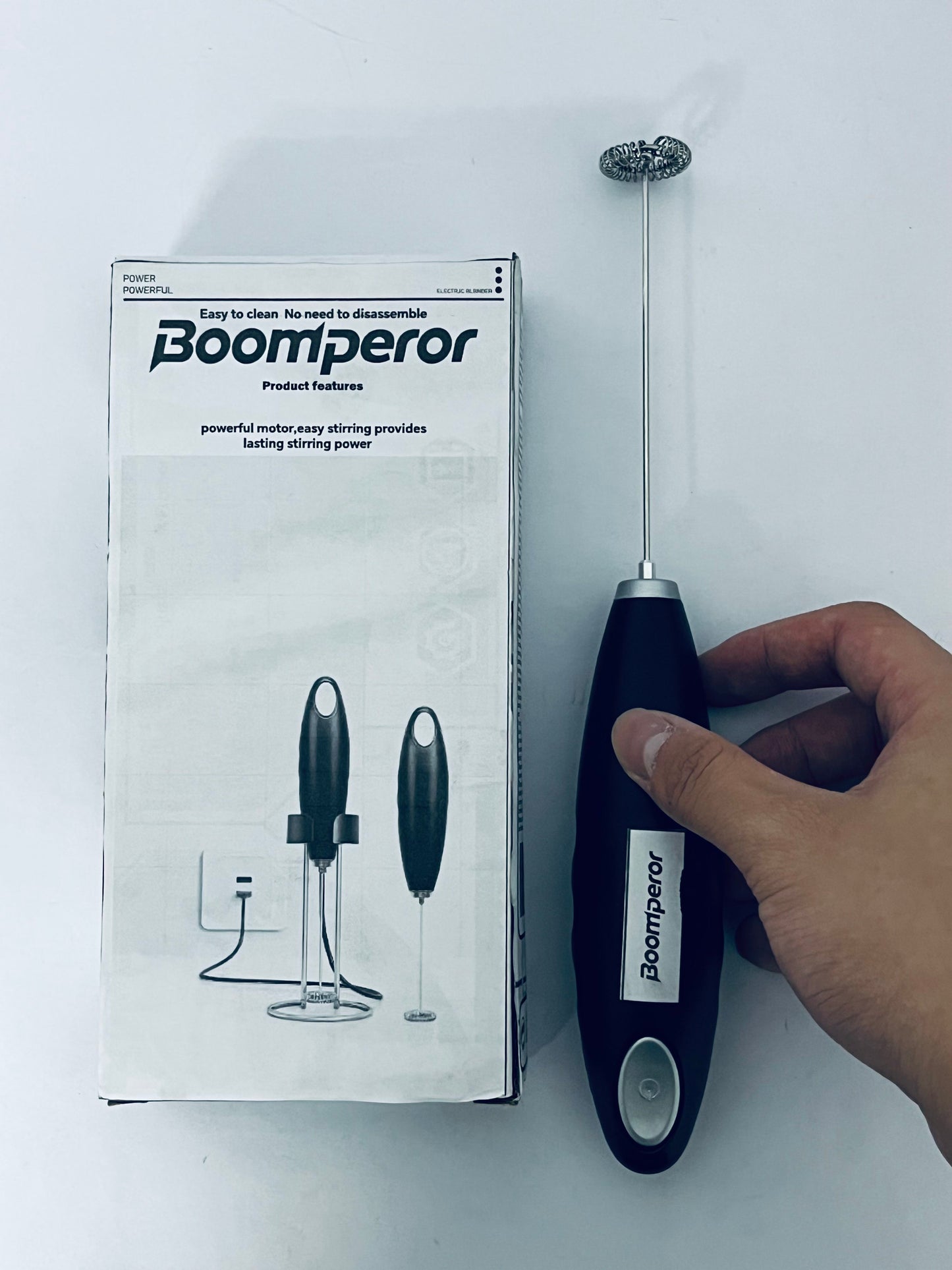 Boomperor Handheld USB Charging Electric Egg Beater Portable Stainless Steel Milk Frother Kitchen Bar Supplies
