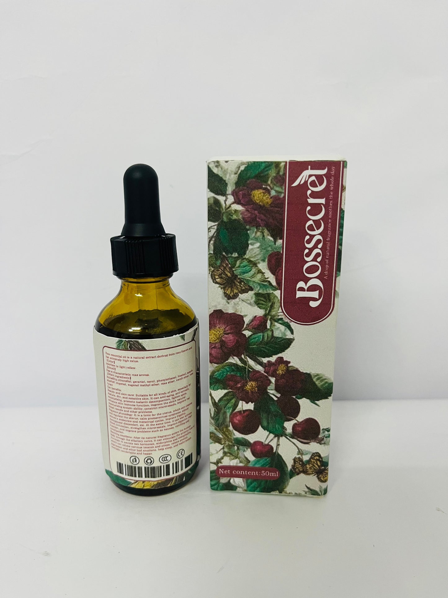 Bossecret Rose Essential Oil 100% Pure Natural, Single Oil for Aromatherapy Diffuser, DIY Skin Care, Massage Carrier Base Oil