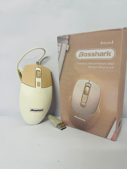 Bosshark Wired USB Mouse - Silent Click Ergonomic Computer Mouse for Laptop/Desktop PC, Plug & Play Office Mouse with Noise Reduction for Home, Work, and Study
