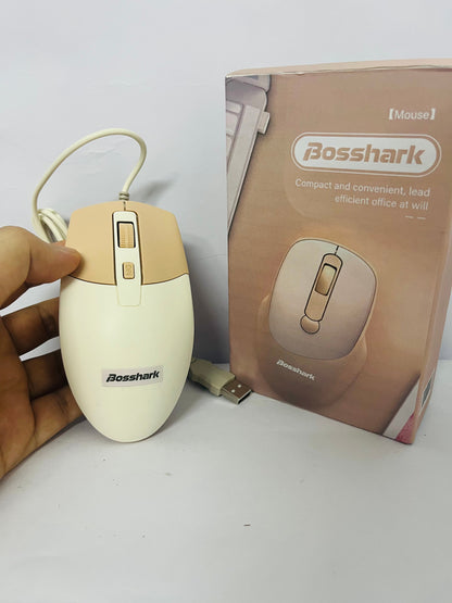 Bosshark Wired USB Mouse - Silent Click Ergonomic Computer Mouse for Laptop/Desktop PC, Plug & Play Office Mouse with Noise Reduction for Home, Work, and Study