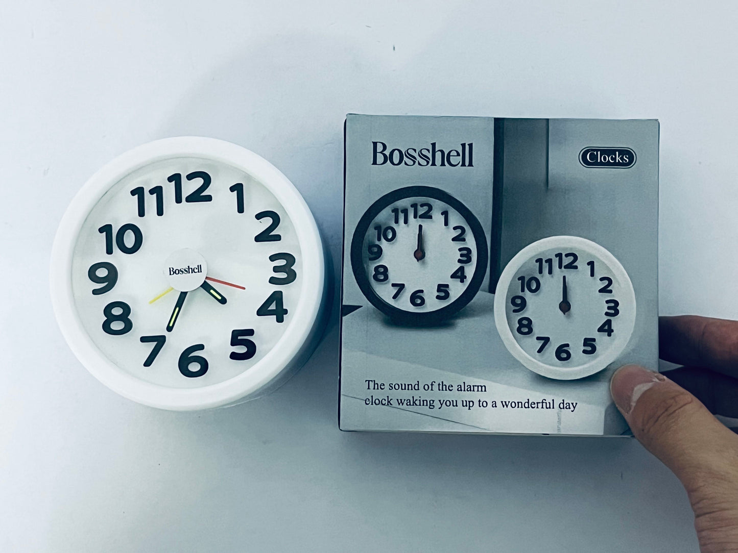 Bosshell  Rechargeable Hanging Alarm Clock Round Plastic Digital Clock Small Desktop Luminous Hour and Hand Easy to Alarm