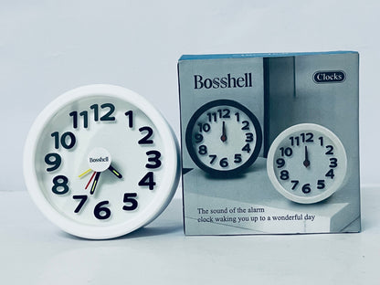 Bosshell  Rechargeable Hanging Alarm Clock Round Plastic Digital Clock Small Desktop Luminous Hour and Hand Easy to Alarm
