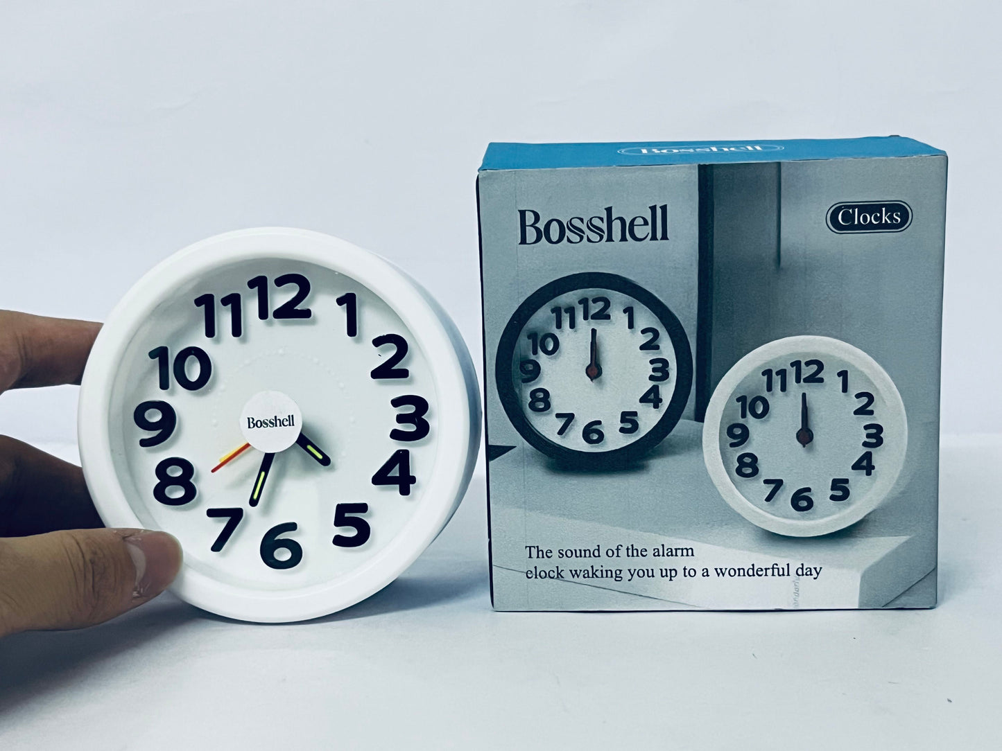 Bosshell  Rechargeable Hanging Alarm Clock Round Plastic Digital Clock Small Desktop Luminous Hour and Hand Easy to Alarm