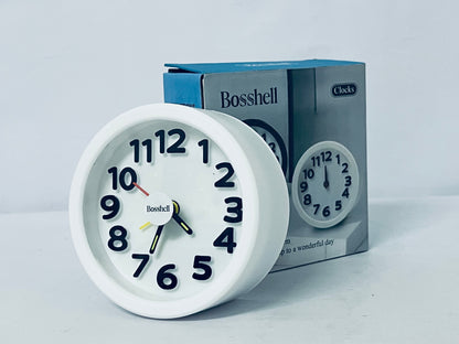 Bosshell  Rechargeable Hanging Alarm Clock Round Plastic Digital Clock Small Desktop Luminous Hour and Hand Easy to Alarm