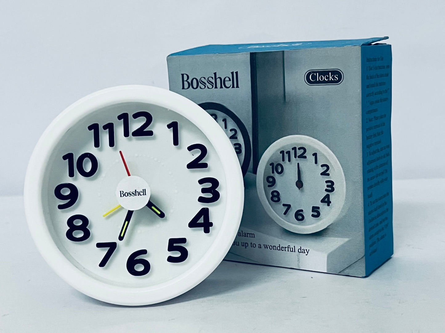 Bosshell  Rechargeable Hanging Alarm Clock Round Plastic Digital Clock Small Desktop Luminous Hour and Hand Easy to Alarm