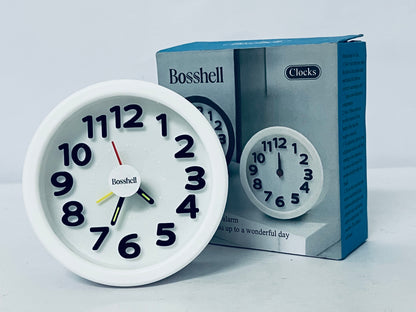 Bosshell  Rechargeable Hanging Alarm Clock Round Plastic Digital Clock Small Desktop Luminous Hour and Hand Easy to Alarm