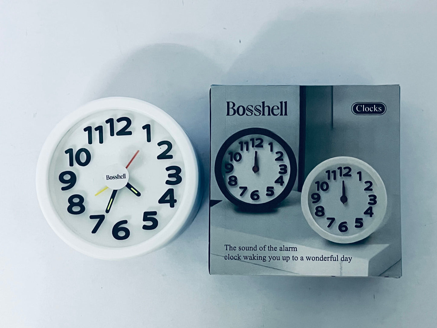 Bosshell  Rechargeable Hanging Alarm Clock Round Plastic Digital Clock Small Desktop Luminous Hour and Hand Easy to Alarm