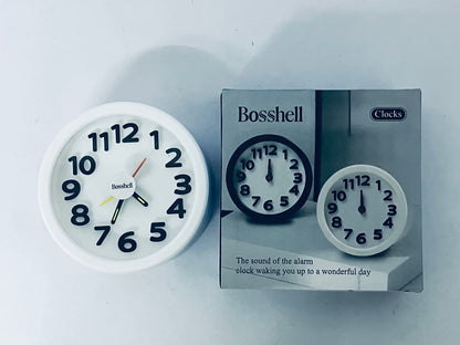 Bosshell  Rechargeable Hanging Alarm Clock Round Plastic Digital Clock Small Desktop Luminous Hour and Hand Easy to Alarm