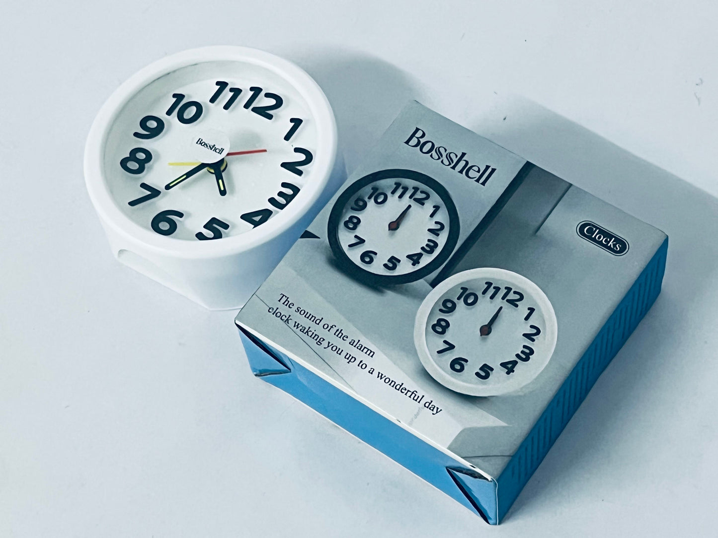 Bosshell  Rechargeable Hanging Alarm Clock Round Plastic Digital Clock Small Desktop Luminous Hour and Hand Easy to Alarm