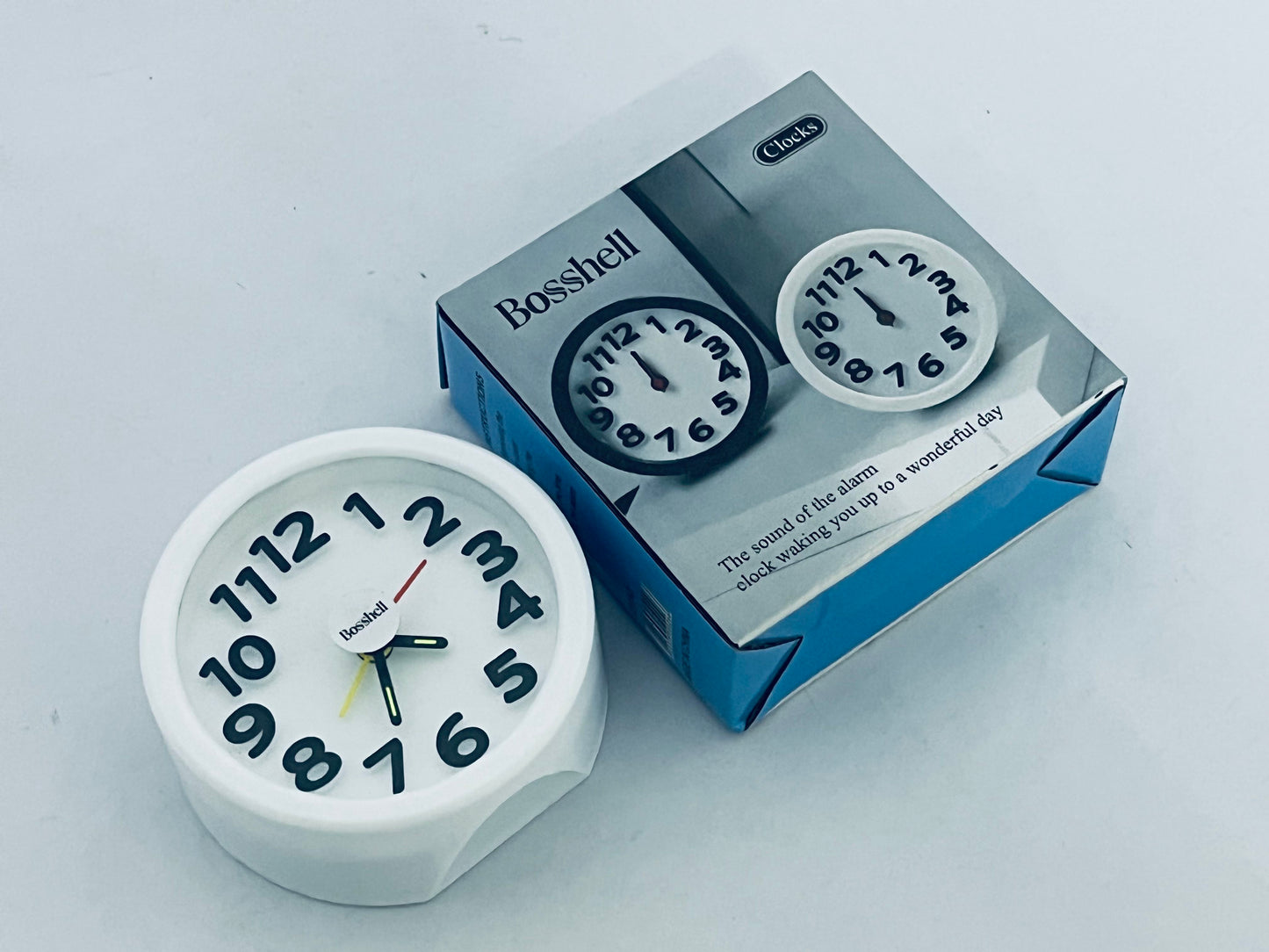 Bosshell  Rechargeable Hanging Alarm Clock Round Plastic Digital Clock Small Desktop Luminous Hour and Hand Easy to Alarm