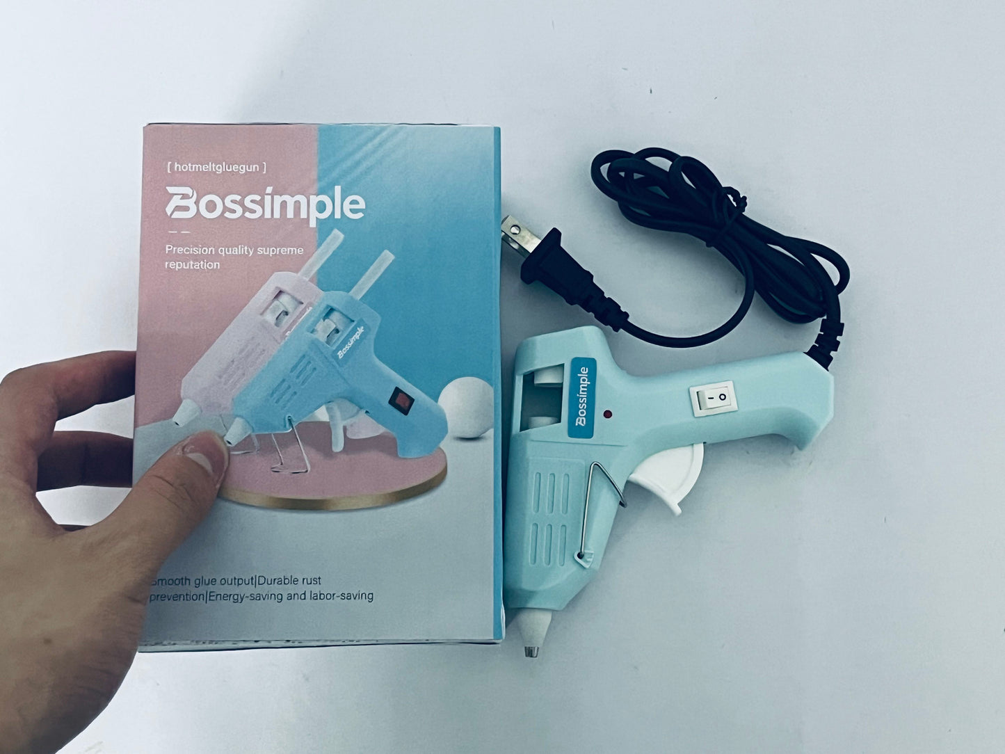 Bossimple Hot Melt Glue Gun with On/Off Switch - Precision Crafting Tool for DIY Projects, Arts, Crafts & Repairs