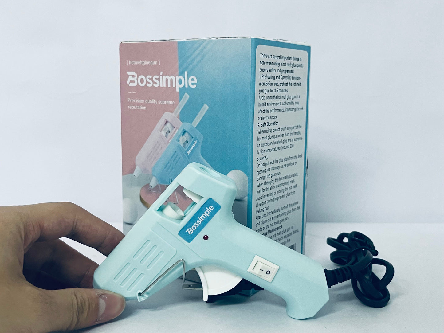 Bossimple Hot Melt Glue Gun with On/Off Switch - Precision Crafting Tool for DIY Projects, Arts, Crafts & Repairs