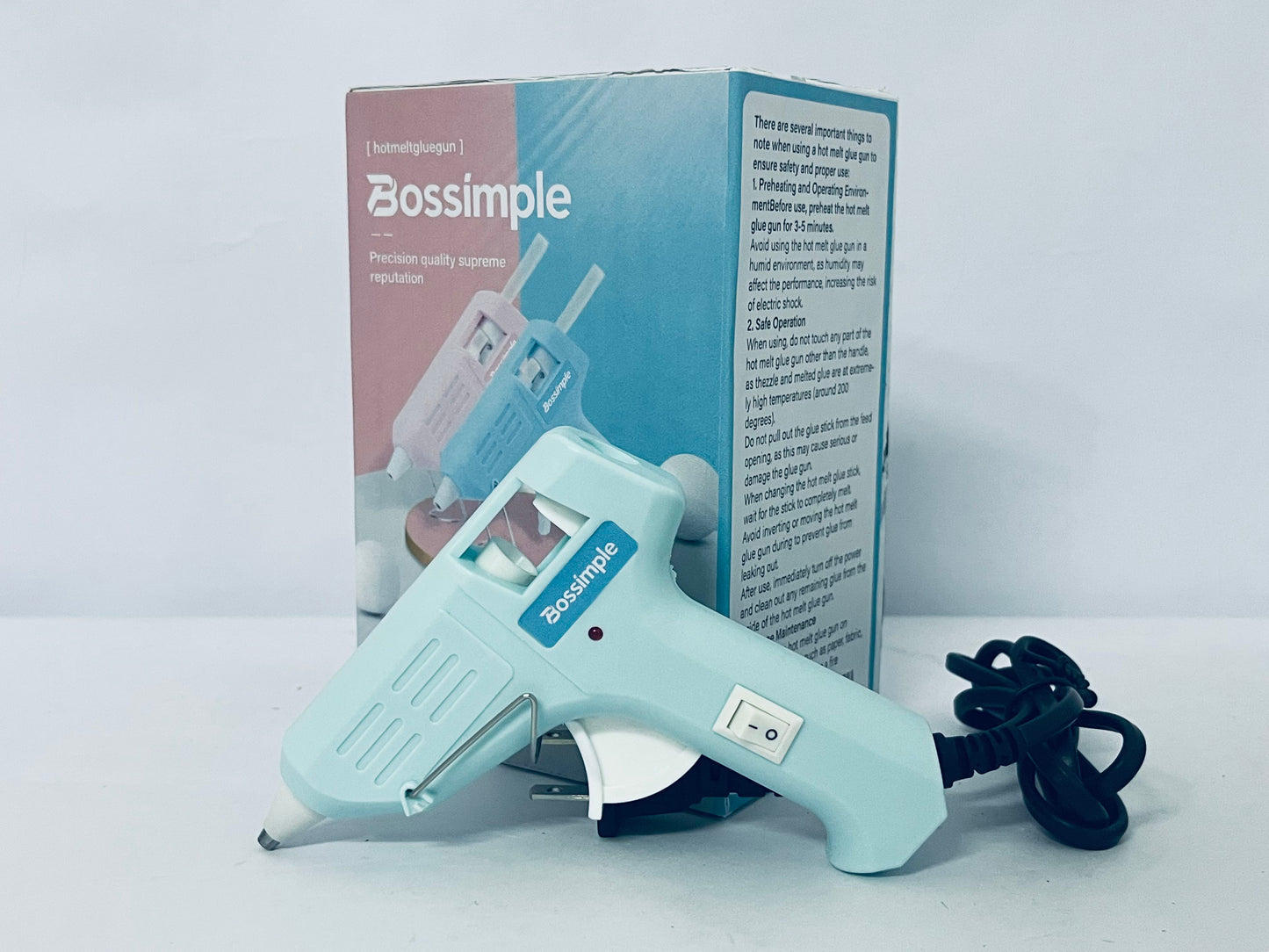 Bossimple Hot Melt Glue Gun with On/Off Switch - Precision Crafting Tool for DIY Projects, Arts, Crafts & Repairs
