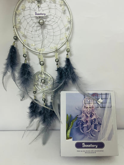 Bosstory Blue Tree of Life Dream Catchers for Bedroom Adult Boho Big Dream Catcher for Boys Girls with Crystal Turquoise Hanging Ornament and Feathers Blessing Gifts