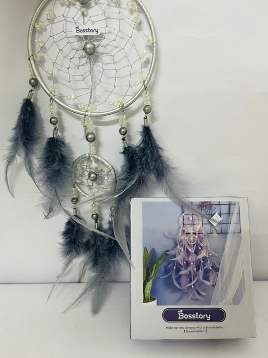 Bosstory Blue Tree of Life Dream Catchers for Bedroom Adult Boho Big Dream Catcher for Boys Girls with Crystal Turquoise Hanging Ornament and Feathers Blessing Gifts