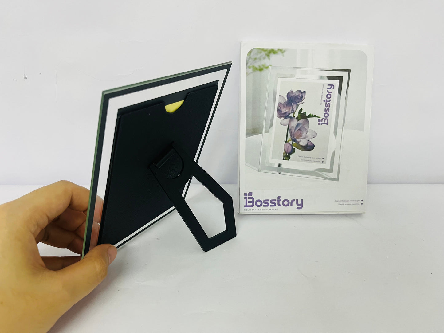 Bosstory Picture Frame Friends Gifts for Photo Display，Glass Picture Frame Tabletop Mirror Photo Frames for Family Office Table Decorations
