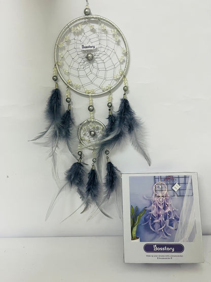 Bosstory Blue Tree of Life Dream Catchers for Bedroom Adult Boho Big Dream Catcher for Boys Girls with Crystal Turquoise Hanging Ornament and Feathers Blessing Gifts