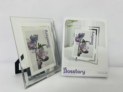 Bosstory Picture Frame Friends Gifts for Photo Display，Glass Picture Frame Tabletop Mirror Photo Frames for Family Office Table Decorations