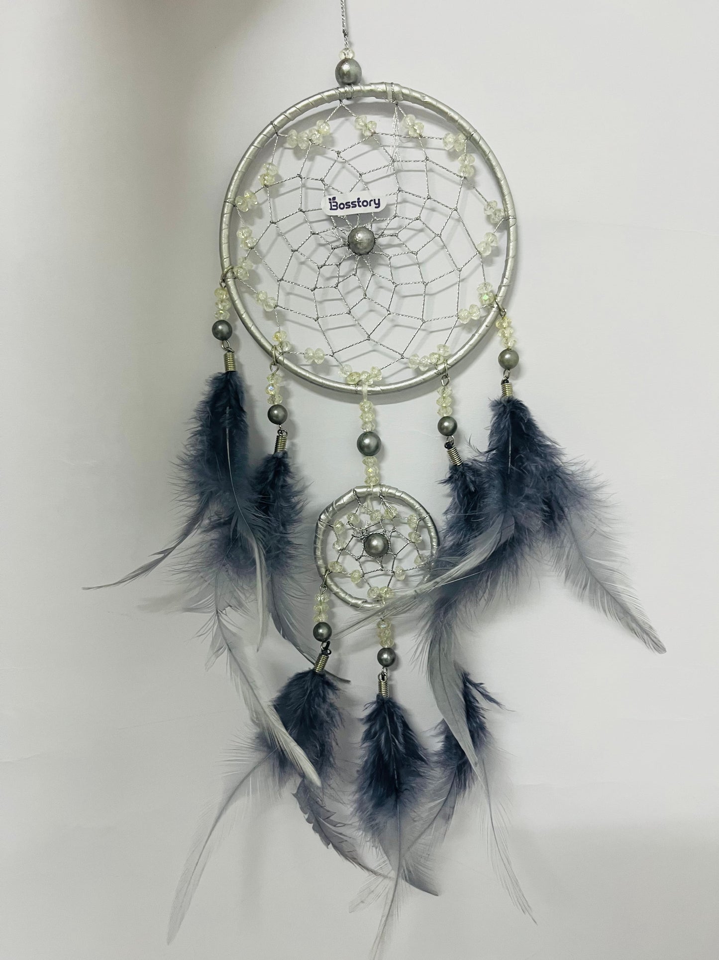 Bosstory Blue Tree of Life Dream Catchers for Bedroom Adult Boho Big Dream Catcher for Boys Girls with Crystal Turquoise Hanging Ornament and Feathers Blessing Gifts