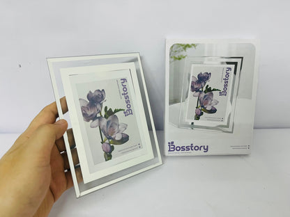 Bosstory Picture Frame Friends Gifts for Photo Display，Glass Picture Frame Tabletop Mirror Photo Frames for Family Office Table Decorations