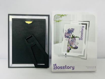 Bosstory Picture Frame Friends Gifts for Photo Display，Glass Picture Frame Tabletop Mirror Photo Frames for Family Office Table Decorations