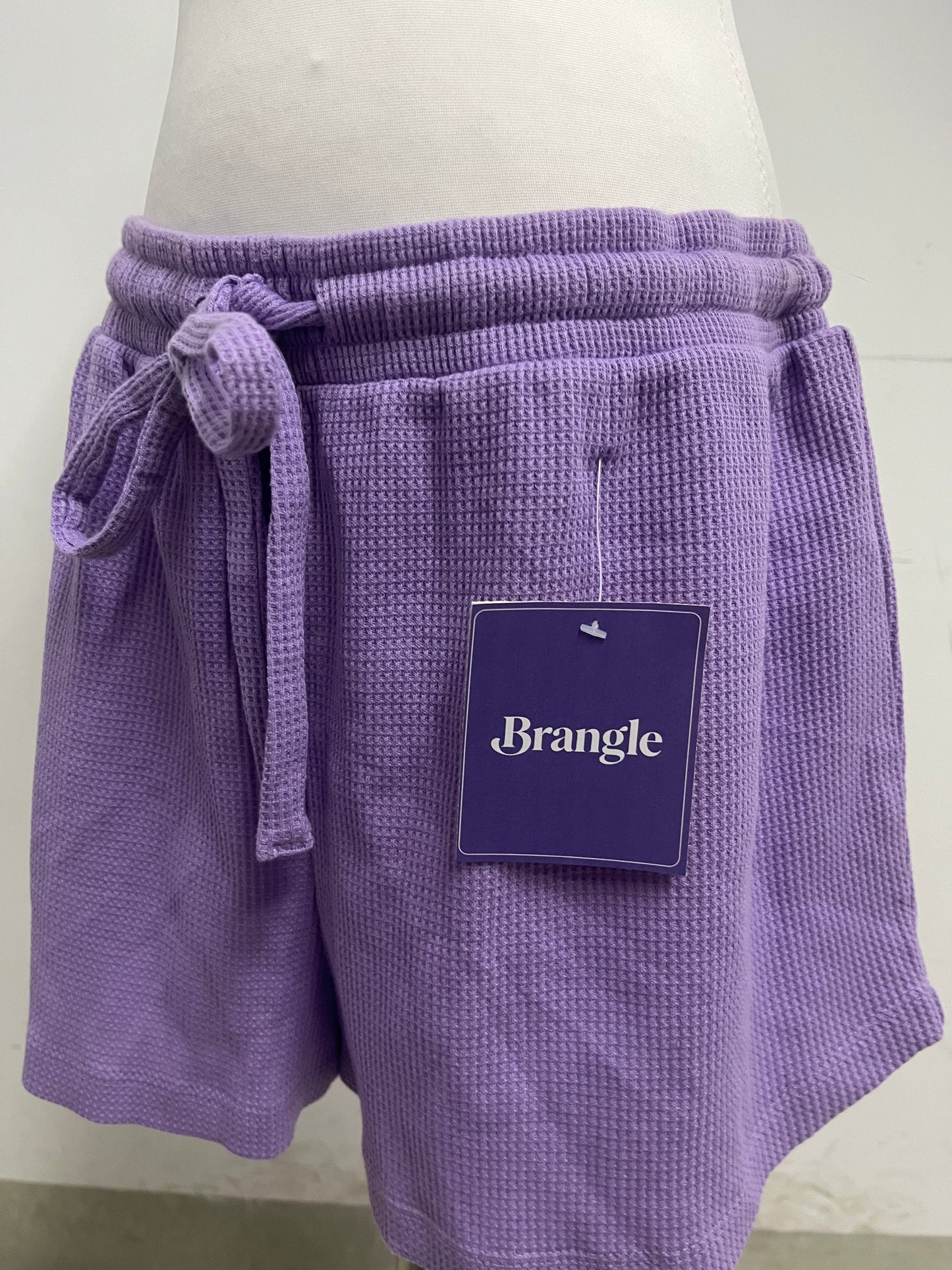 Brangle Lilac Waffle Knit Shorts, Soft & Skin-Friendly, Multi-Scenario Casual Shorts for Home & Outdoors