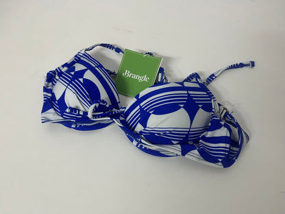 Brangle Blue & White Geometric Print Bikini Top, Push-Up & Slimming, Stylish Swimwear for Beach Vacations