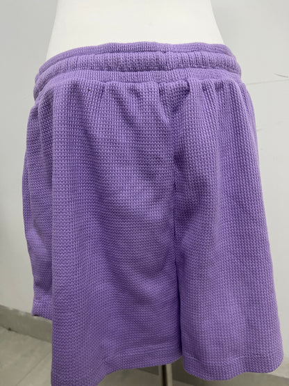 Brangle Lilac Waffle Knit Shorts, Soft & Skin-Friendly, Multi-Scenario Casual Shorts for Home & Outdoors
