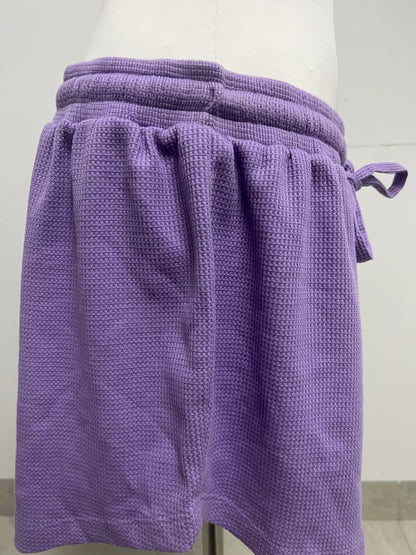 Brangle Lilac Waffle Knit Shorts, Soft & Skin-Friendly, Multi-Scenario Casual Shorts for Home & Outdoors
