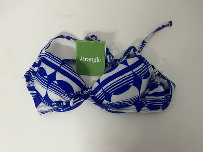 Brangle Blue & White Geometric Print Bikini Top, Push-Up & Slimming, Stylish Swimwear for Beach Vacations