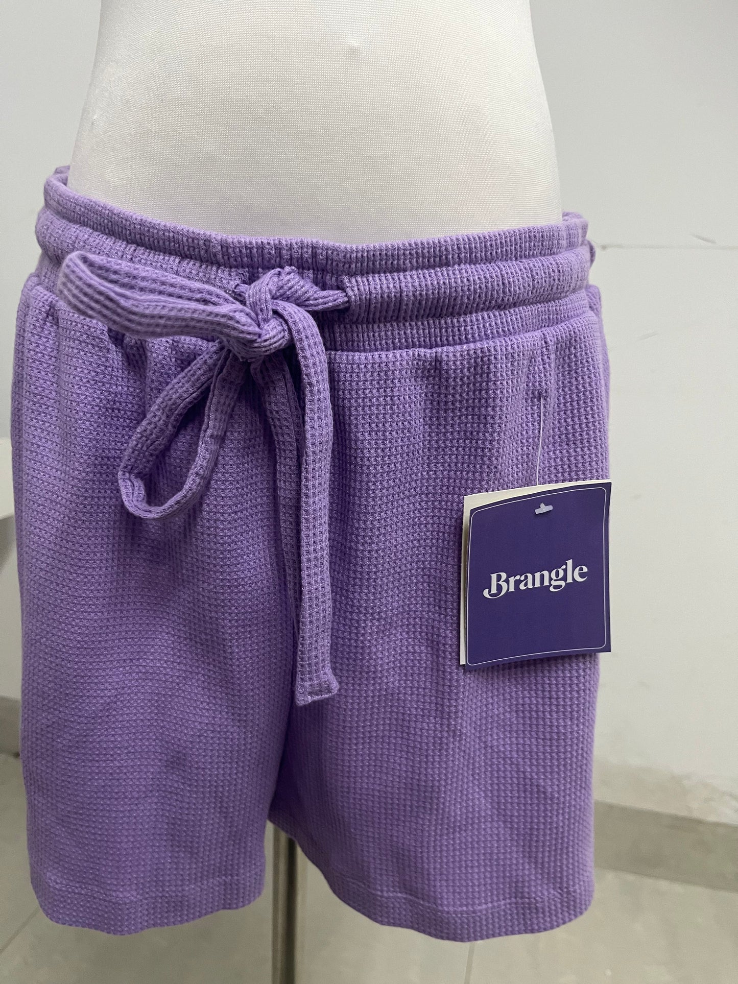 Brangle Lilac Waffle Knit Shorts, Soft & Skin-Friendly, Multi-Scenario Casual Shorts for Home & Outdoors