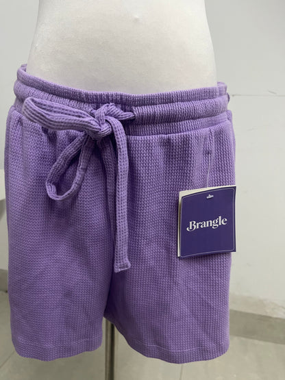 Brangle Lilac Waffle Knit Shorts, Soft & Skin-Friendly, Multi-Scenario Casual Shorts for Home & Outdoors