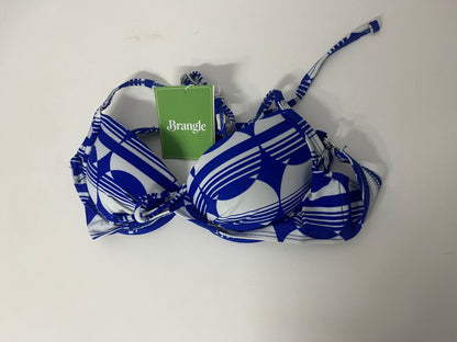 Brangle Blue & White Geometric Print Bikini Top, Push-Up & Slimming, Stylish Swimwear for Beach Vacations