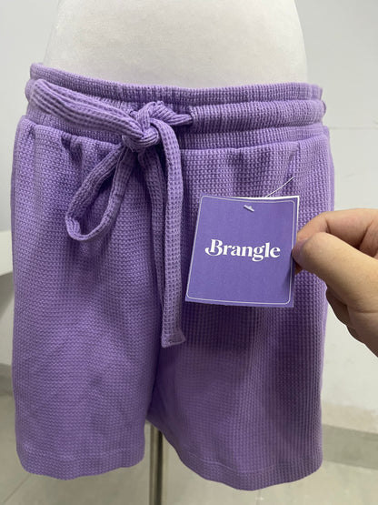 Brangle Lilac Waffle Knit Shorts, Soft & Skin-Friendly, Multi-Scenario Casual Shorts for Home & Outdoors